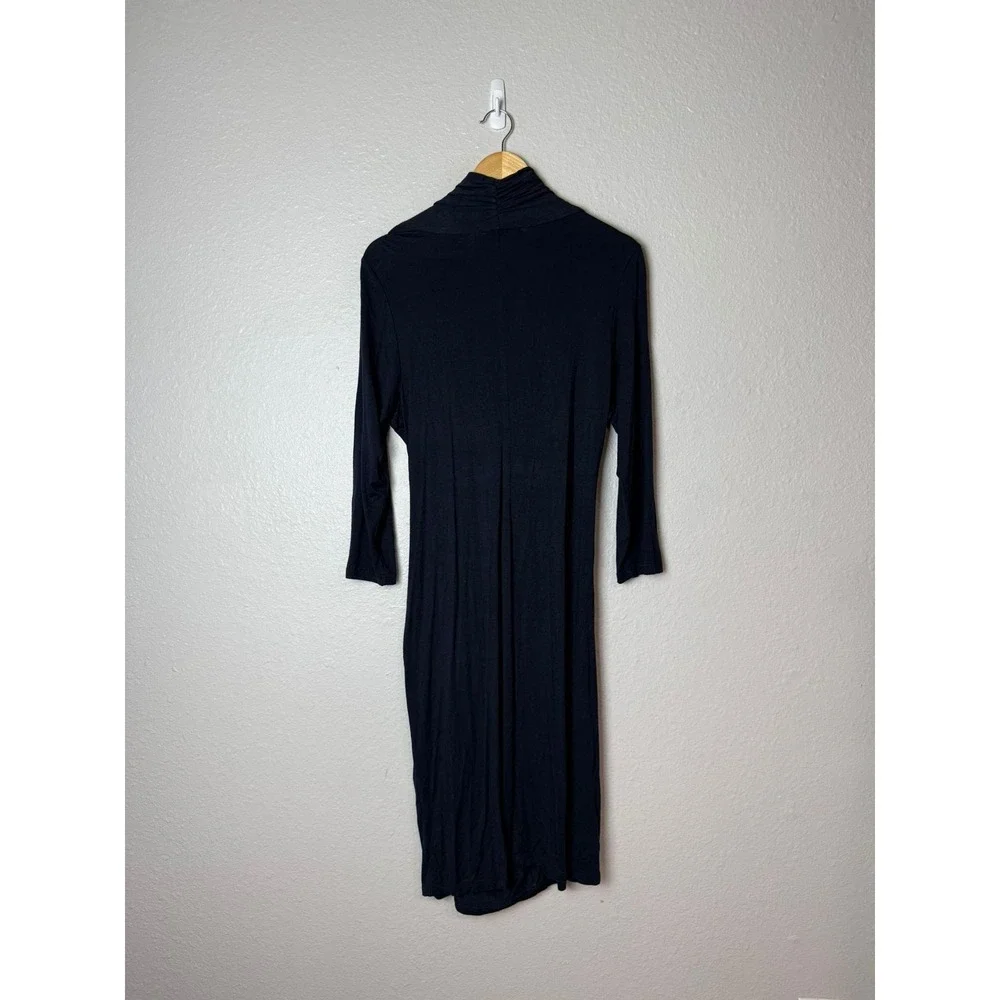Karen Kane Navy Blue Wrap Midi Dress Women’s XL 3/4 Sleeve Ruched